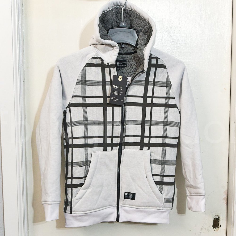 MATIX Boys White‎ Plaid Combo Hooded Sweater